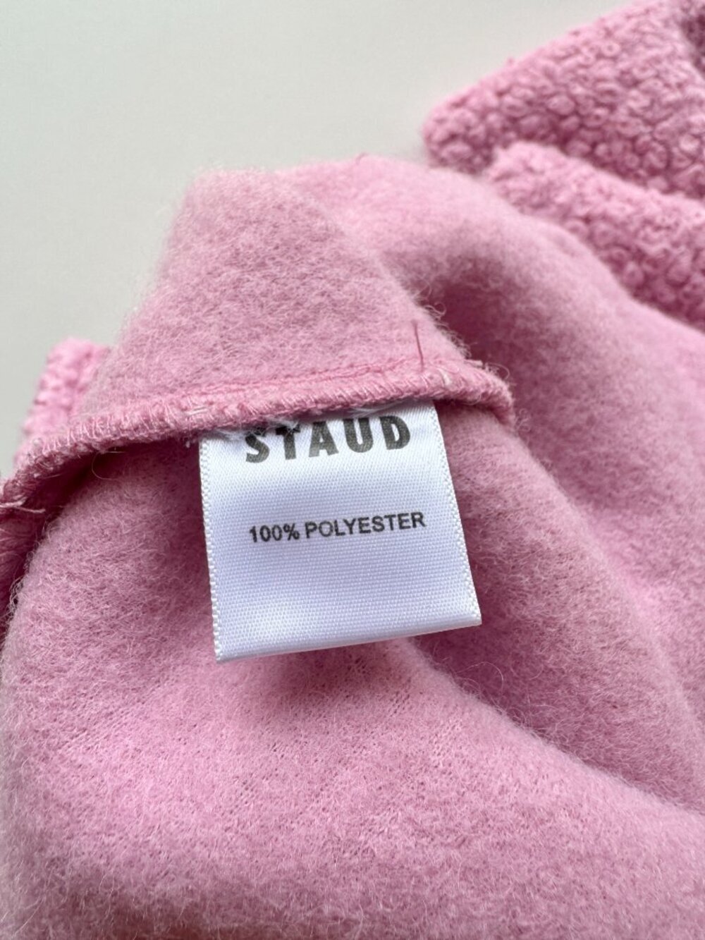 STAUD Rosebud Pink Faux Fur Hooded Teddy Bear Hoodie Sweater, Size XS - Picture 13 of 14